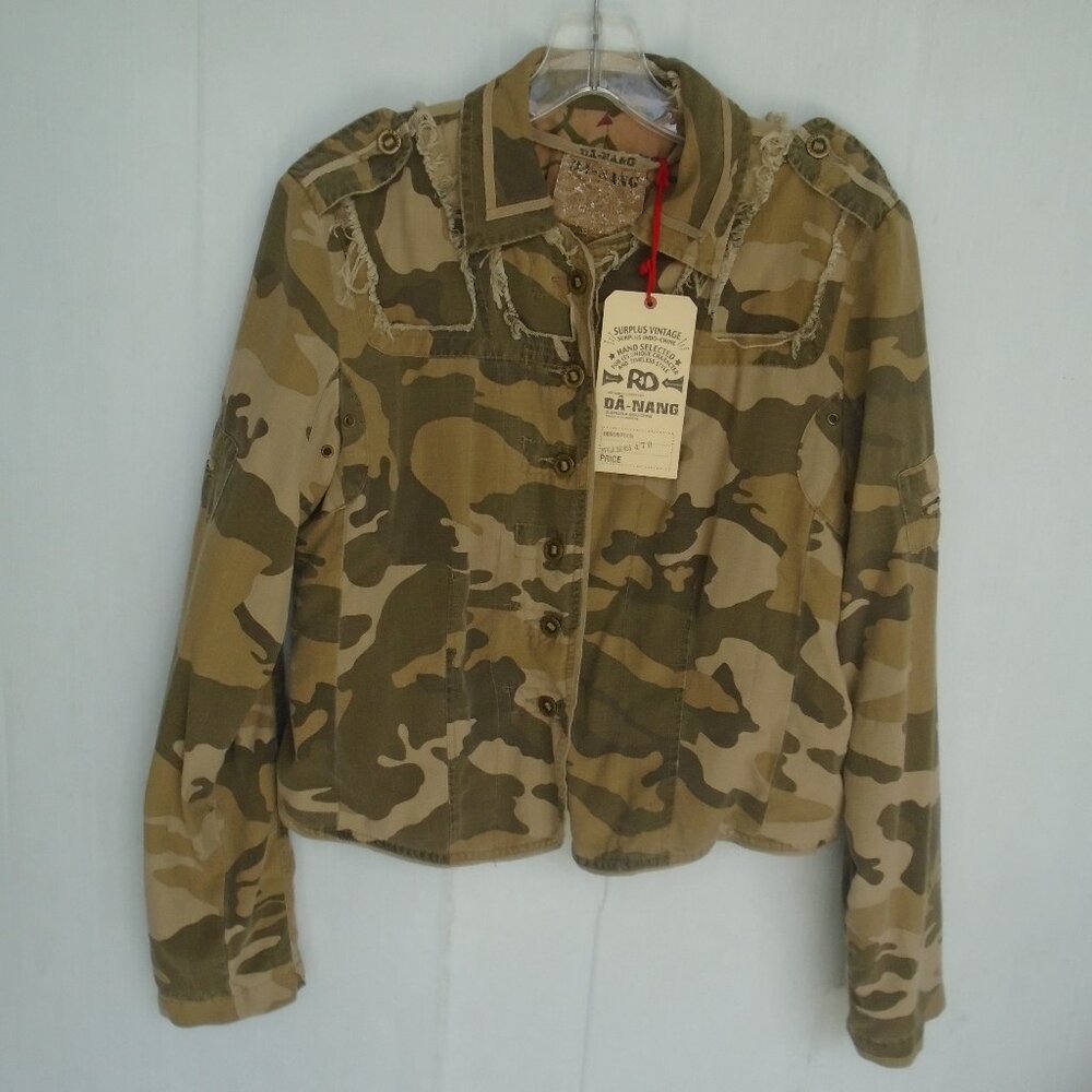 Da-Nang Womens Silk Blend Military Shirt Jacket Size S Camouflage Multicolor NWT